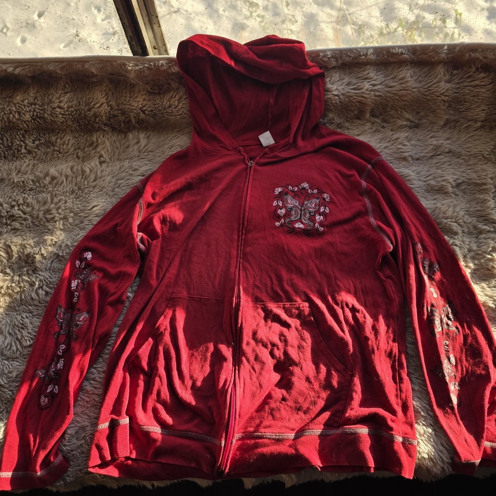 y2k Ragdoll Red Zip-Up Hoodie
